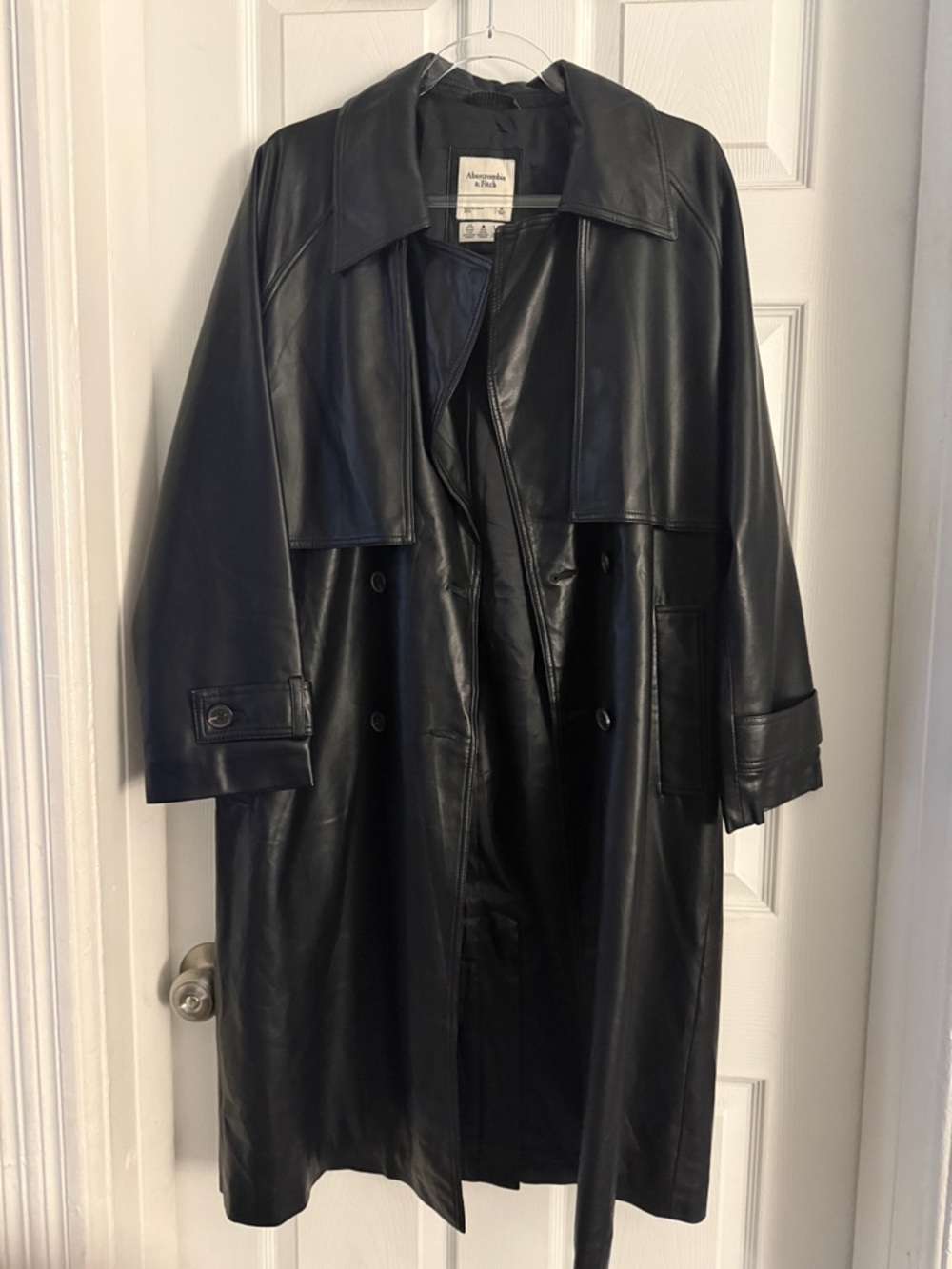 Abercrombie & Fitch Black Leather Trench Coat